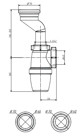 Сифон для писсуара ORIO P-3100 с манж.40/46мм б/ГТ