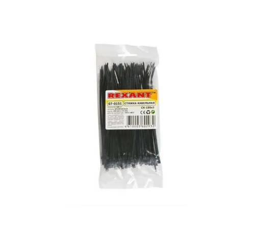 Стяжки кабельные нейлоновые 2,5x150 черные (100шт.) Rexant 07-0151