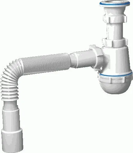 Сифон АНИ Грот А0115 с гофрой, 40-40*50мм, выпуск с гайкой   