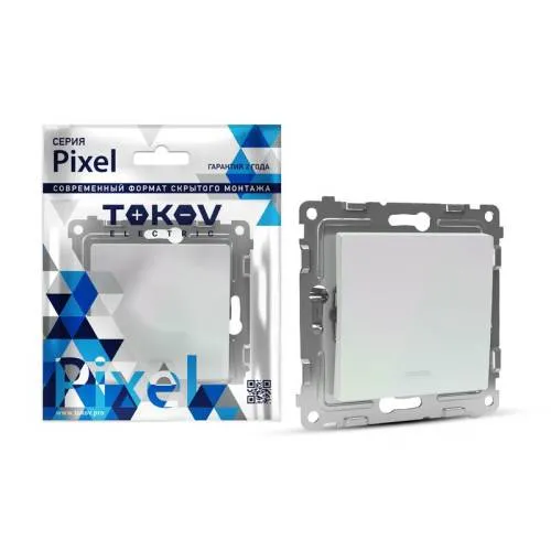 Выключатель 1-кл. СП Pixel 10А IP20 с индикатором механизм перламутр.TOKOV ELECTRIC TKE-PX-V1I-C04