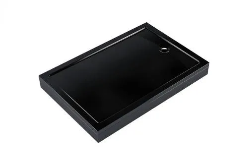 Душевой поддон 120х80х13 см Square MELODIA низкий, черный, прямоугольный.