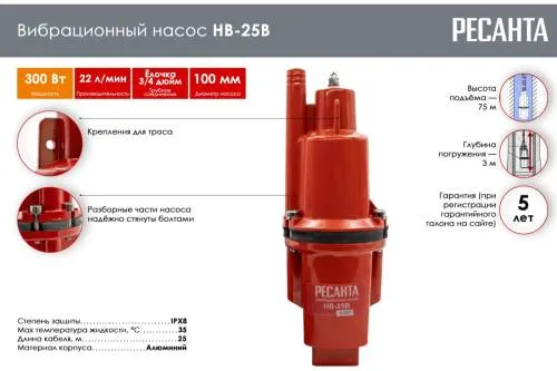 Насос вибрационный НВ-25В Ресанта