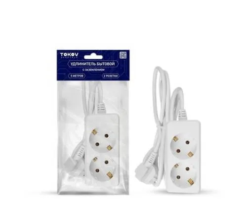 Удлинитель 2х5м с заземл. 10А 3х0.75 TOKOV ELECTRIC TKE-C01-BU2-5-075-Z