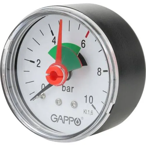 Манометр Gappo аксиальный с указателем предела 1/4" x 10 бар