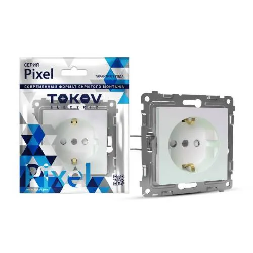 Розетка 1-м СП Pixel 16А IP20 с заземл. механизм перламутр.TOKOV ELECTRIC TKE-PX-R1Z-C04