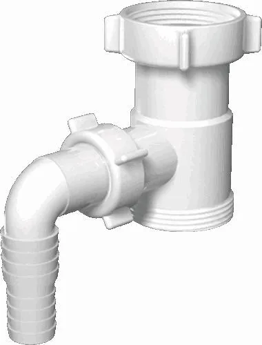 Отвод АНИ М110  40 (1 1/2") мм для стир. маш., с резьбой, короткий