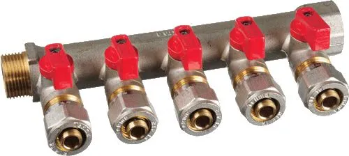Коллектор для металлопастиковой трубы 3/4" с 5-ю кранами, конус 16мм(1/2") TeRma (14004)