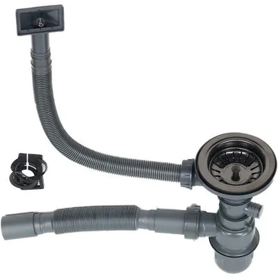 -- СИФОН MELANA к мойке , Б/В, с переливом, гофрой 40 (ЖЦ)