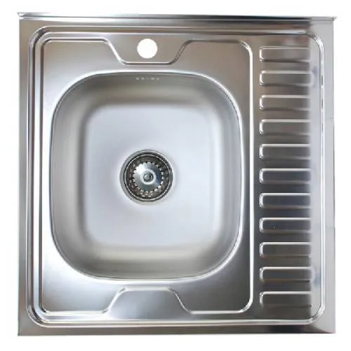 Мойка накладная 600*600*160 L 0.6мм Б/В, SINKLIGHT левая, квадратн. глянец, нержавейка
