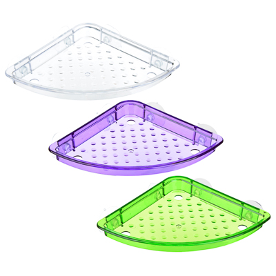 Полка в ванную угловая "Классика", 4 присос, ПС, 18x25,5x3,5см, 3 цвета