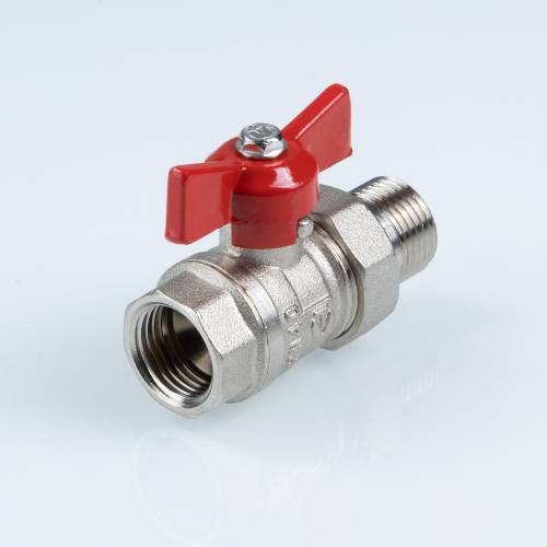 Кран американка 3/4" (PN40) г-ш  бант красный VALTEC Стандарт с никелевым покрытием (ГОСТ)