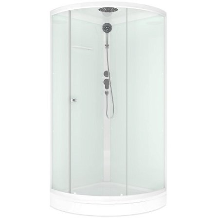 Кабина JIVE 90х90 низкий, прозр.стекло, бел.стен., бел.проф. MB02001