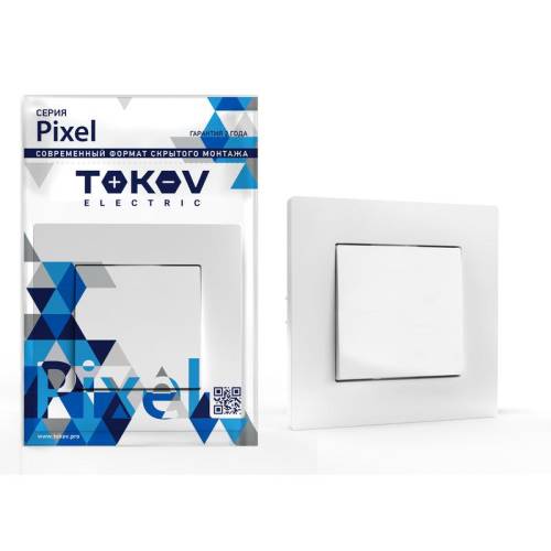 Выключатель 1-кл. СП Pixel 10А IP20 в сборе бел. TOKOV ELECTRIC TKE- PX-V1F-C01