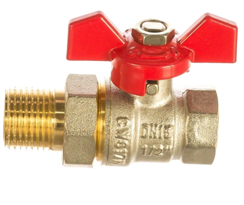 Кран американка 1/2' г-ш  бант красный TERMA RED 31048, шаровый латунь