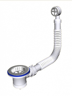 Перелив АНИ 1.1/2"  N120S для мойки гибкий с круглым вертикальным корпусом