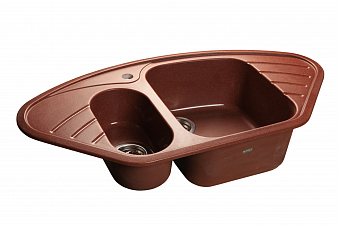 "GRANFEST" Мойка CORNER, мрамор 960*510 мм двойная угловая, красный марс, (GF-C960E/F-14 кр марс)