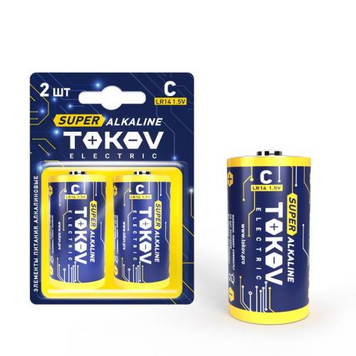 Элемент питания алкалиновый С/LR14 (уп.2шт) TOKOV ELECTRIC TKE-ALS-LR14/B2