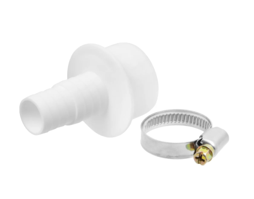 Прямой штуцер d40 - 19/22 мм с хомутом для сливного шланга стиральных машин MasterProf