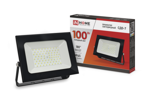 Прожектор светод. СДО-7 100Вт 230В 6500К IP65 черн. IN HOME 4690612034652