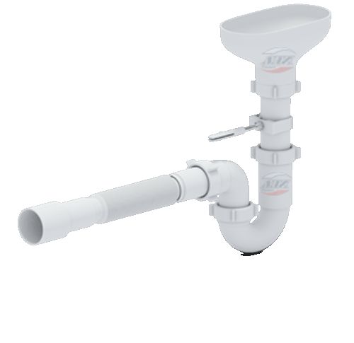 Сифон АНИ DR0115 для мойки, прямот. с разр. потока 1 1/2" x 40, с гибк. труб. 40*40/50, Ани Пласт