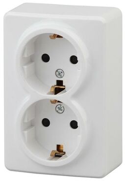 Розетка 2-м ОП Эра Эксперт 16АХ IP20 250В 2х2Р+Е бел. Эра Б0020691
