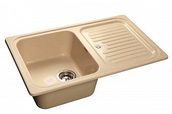 "GRANFEST" Мойка STANDARD, мрамор, 780 мм х 500 мм, врезная, бежевый, 24860