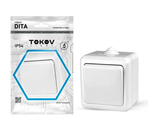Выключатель 1-кл. ОП Dita IP54 10А 250В бел. TOKOV ELECTRIC TKL- DT-V1-C01-IP54