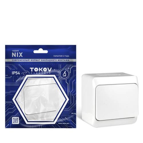 Выключатель 1-кл. ОП Nix 10А IP54 250В бел. TOKOV ELECTRIC TKE- NX-V1-C01-IP54