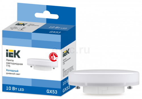 Лампа светод. T75 таблетка 10Вт 230В 6500К GX53 IEK LLE-T80-10-230-65-GX53