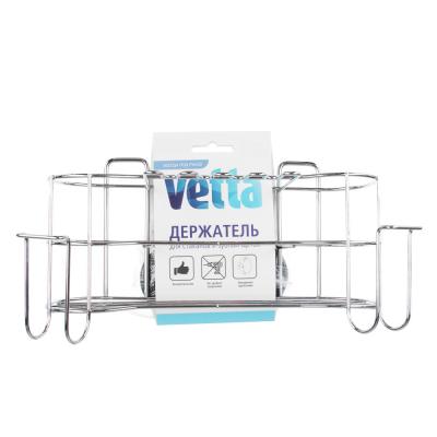 VETTA Держатель для стаканов и зубных щёток, металл, хром+белый, вакуумное крепление