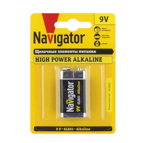 Элемент питания алкалиновый "крона" 6LR61 94 756 NBT-NE-6LR61-BP1 (уп.1шт) NAVIGATOR 94756