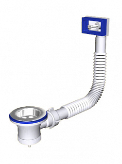 Перелив АНИ 1.1/2"  N105S для мойки гибкий с прямым вертикальным корпусом