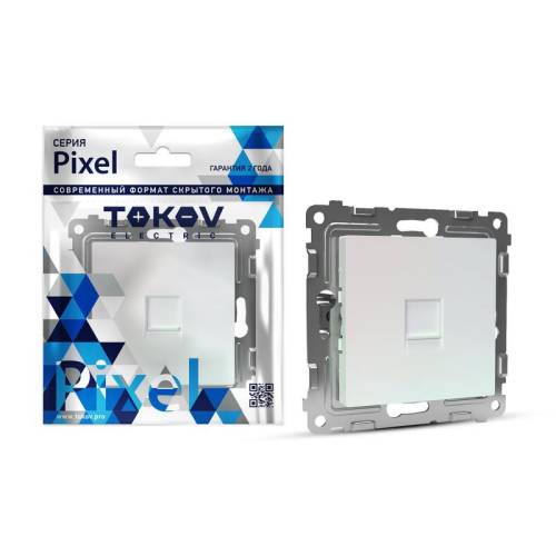 Розетка компьютерная 1-м СП Pixel RJ45 кат.5E механизм перламутр.TOKOV ELECTRIC TKE-PX-RC1-C04