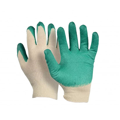 Перчатки трикотажные х/б с латексом обливные зеленые