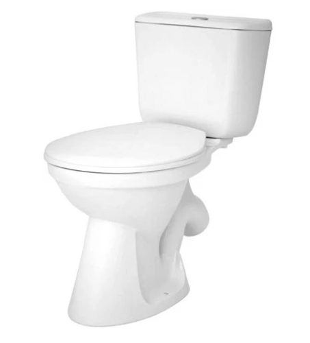 Унитаз-компакт БРИЗ (косой выпуск, нижняя подводка, с сидением и арматурой 2-х кноп) САНТЕК (ЖЦ)