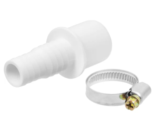 Прямой штуцер d32 - 19/22 мм с хомутом для сливного шланга стиральных машин MasterProf