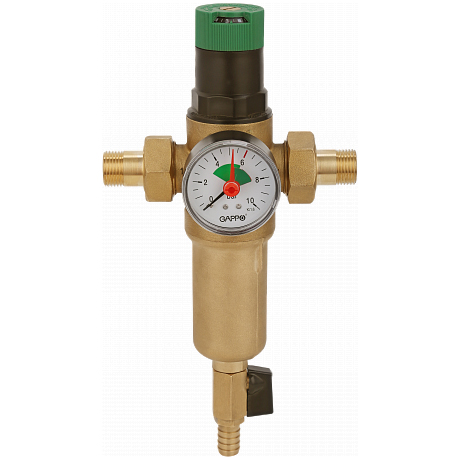 Фильтр с редуктором давления 3/4" для горячей воды Gappo