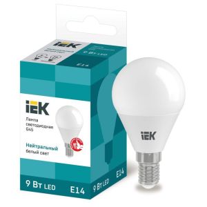 Лампа светод. ECO G45 9Вт шар 4000К E14 230В IEK LLE-G45-9-230-40-E14