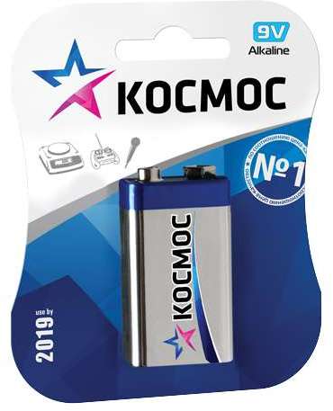 Элемент питания алкалиновый "крона" 6LR61 Максимум BP-1 (уп.1шт) КОСМОС KOC6LR61MAX1BL