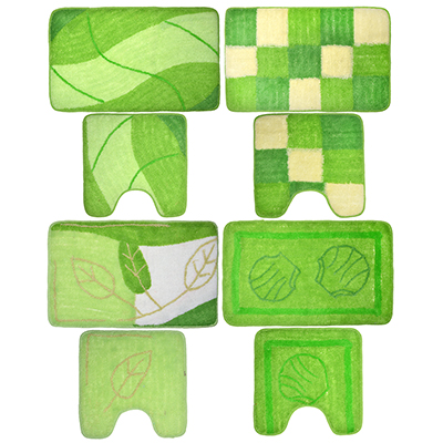 VETTA Набор ковриков 2шт для ванной и туалета, акрил, 50x80см + 50x50см, зелёный 4 дизайна