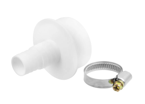 Прямой штуцер d50 - 19/22 мм с хомутом для сливного шланга стиральных машин MasterProf