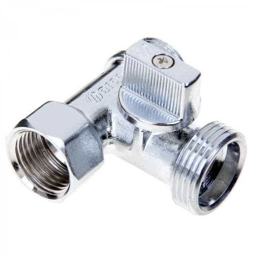 Бытовой кран шар. 1/2"x3/4"х1/2", г-ш-ш, арт.23322 ARCO трехпроходной, никель латунь для быт. техн.