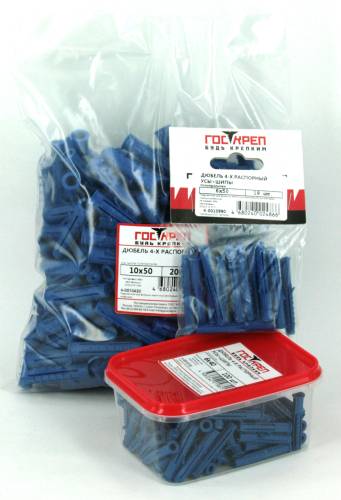 Дюбель 4-х распорный усы+шипы 5х30 полипропилен (600шт.) ГОСКРЕП-пак.