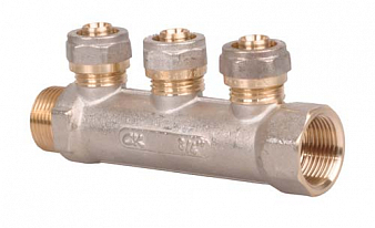 -- Гребенка  3/4"  3 выхода - 1/2",  цанга, с фаской, 