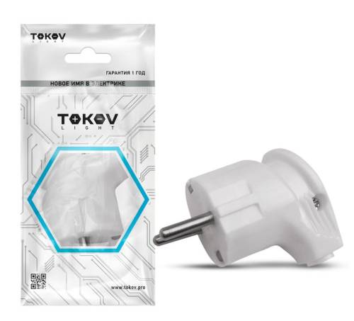 Вилка угловая 16А 250В с заземл.бел. TOKOV ELECTRIC TKL-PLUZ-C01