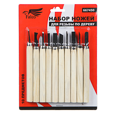 Набор ножей для резьбы по дереву 10 предметов РОКОТ