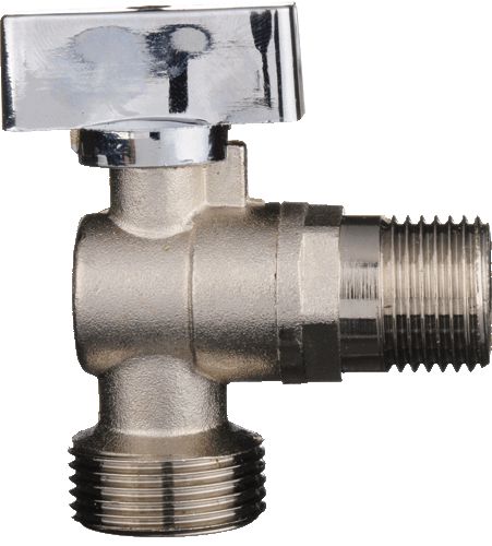 Бытовой кран шар. угловой 1/2"х3/4" ш-ш, латунь никель, TRm 741