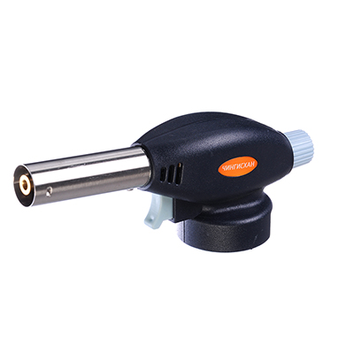 Газовая горелка с пьез., цанг. захват, шир. сопло, пласт., латунь; 17х6,6х5,1см ЧИНГИСХАН