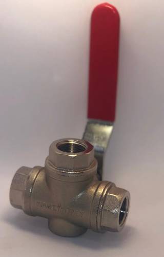 Кран шар. трехходовой 3/4" рычаг Тип L, усиленный ник, лат. IVR