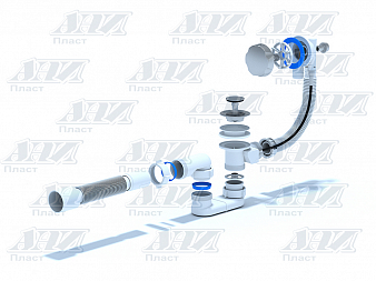 Обвязка АНИ EM601 с плоским сифоном полуавтомат, с гибкой трубой 40*50, ручка управления метал.